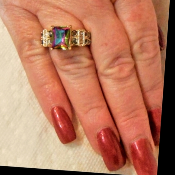 Unisex Rainbow Topaz Ring  NEW - Picture 4 of 10